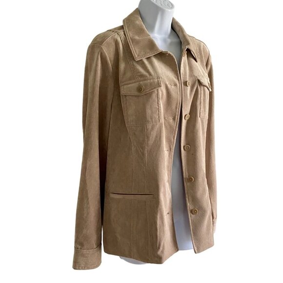 Croft & Barrow Tan Corduroy Button Up Shirt Jacket Women's Medium - Picture 5 of 11